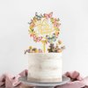 Flower Happy Birthday Cake Toppers Gold Acrylic Dessert Cupcakes Toppers Party Decoration Supplies 6 Pcs