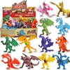 4 Inch Realistic Detail Dragon Toy Set with Gift Box, 12 Pcs Mini Dragon Figure in and Styles, Dragon Theme Party Favors Toy for Kids, Goody Bag Filler, Bulk Gifts, Cake Toppers