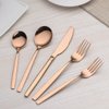 Berglander 20 Piece Titanium Rose Gold Plated Stainless Steel Flatware Set, 20 Pieces Copper Silverware Set, Copper Color Cutlery Sets, Service for 4 (shiny Copper)