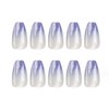 Hkanlre Bling Coffin Press on Nails Fake Nails Tips Full Cover Medium False Gradient Nails for Women and Girls 24PCS (Blue gradient bling)