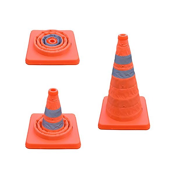 Collapsible Traffic Multi Purpose Pop Up Reflective Safety Cone, Work Area Protection, Emergency Roadside Barrier (12 Inch)