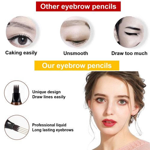 AWCCXMYM 3PCS Dark Brown Eyebrow Pencil Eyebrow Pen - Waterproof Microblading Eyebrow Pen,Long Lasting,Easily Create Natural Eyebrow Makeup