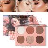 Narsen 6 Color Rosé Blush Palette, Velvety Fine Texture, High Color Payoff, 3 Shimmer Shades, 3 Matte Blush Shades, Beginner-Friendly, Soft & Natural Colors, No Color Fading - Makeup Blush Palette