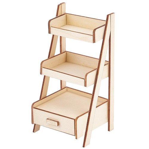 OLYCRAFT Miniature Doll Furniture Mini Decoration Wooden Bookshelf Model Mini Plant Shelf Dollhouse Furniture Accessories for Miniature House Decoration Accessory - 2.1x2.2x4.3 inch