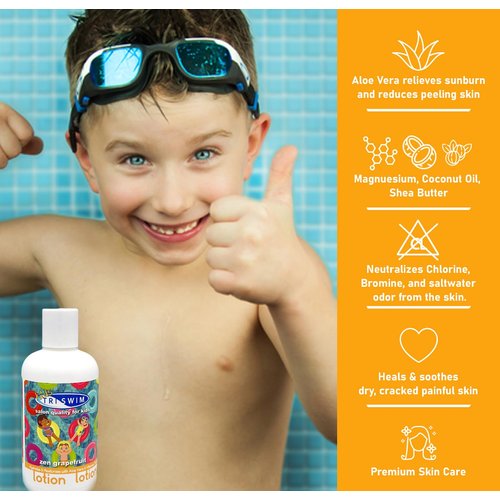 TRISWIM Kids Scented Body Lotion Skin Hydrating Moisturizer Chlorine Removal with Aloe Vera