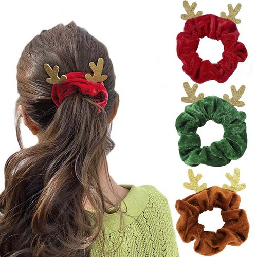Outyua Christmas Hair Scrunchies Christmas Ponytail Scrunchies Hair Ties Elastic Hair Bands Chris...