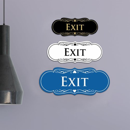 Designer EXIT Sign - Blue - Medium (1 Pack)