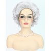 Bettecos Old Lady Wig Costume Set for Women Short Curly Grandma Wig and Glasses Silver White Granny Wigs for Old Woman Cosplay Halloween Party (Silver White/Old Lady)