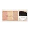 FLOWER Beauty Shimmer & Strobe Highlighting Palette | Glowing Bronzer Powder Kit For Face | Blendable Coverage | Skintones | 3 Enhancing Colors | Strobe Brush Included - Sunkissed Shimmer (Pack of 1)