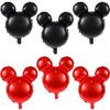 6 Pcs Mouse Head Balloons, 24'' Mouse Mylar Balloon Jumbo Mouse Head Aluminum Foil Balloons for Birthday Party Decorations Baby Shower Supplies Party Favors (BlackRed)
