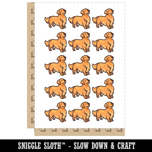 Golden Retriever Standing Dog Temporary Tattoo Water Resistant Fake Body Art Set Collection - 15 2" Tattoos (1 Sheet)