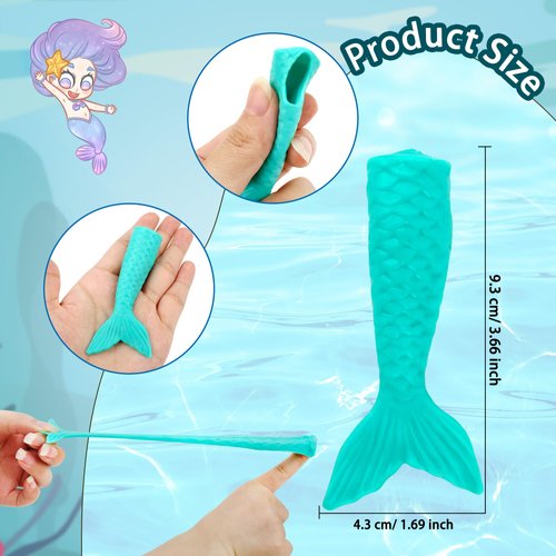 Hoarost 32 Pieces Mermaid Tail Slingshots Finger Slingshot Toys Flick Stretchable Rubber Mermaid Tail Shaped Catapult Toys for Mermaid Party Favors Shooter Games Party Favor Gifts
