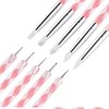 21 Pcs Nail Art Brushes Nail Art Tool Set Resin Palette Nail Art Painting Mixed Color 2 Way Acrylic Silicone Carving Pen Dotting Pen Tool Manicure Kit DIY Makeup Display Board for Home Salon, Pink