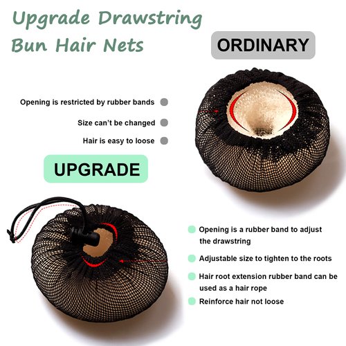 KESAPLAN 6PCS Bun Hair Nets Set Reusable Elastic Mesh Bun Cover for Ballerina Dancer Bank Clerk Nurse Hair Fixing Black Stretch Lace Hair Accessories Headwear for Women Girls Mixed Style (Medium)