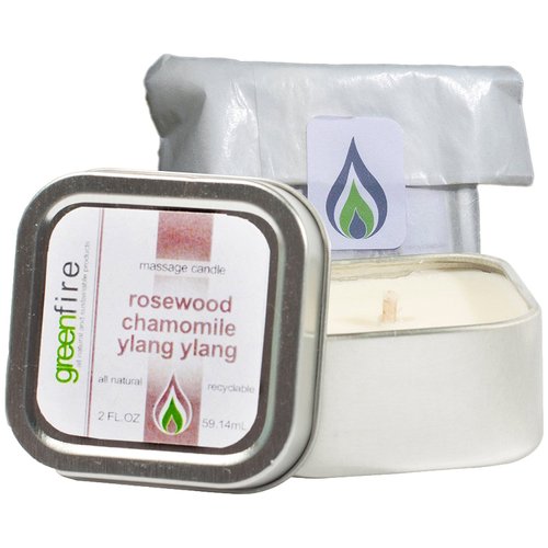Greenfire All Natural Massage Oil Candle, Rosewood Chamomile Ylang Ylang, Travel Size 2 Fluid Ounce