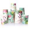Hoolerry 60 Pieces Luau Cups Aloha Party Disposable Paper Cups Hawaii Aloha Party Decorations Tropical Luau 9 oz Paper Cups Summer Tiki Coconut Cups Pool Beach Party Supplies for Adults Kids