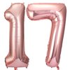 17 Number Balloons Rose Gold Big Giant Jumbo Number 17 or 71 Foil Mylar Balloons for 17th or 71st Women gilr Birthday Party Decorations 17 Anniversary Events Supplies