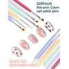 Gel French Manicure Kit, Gorvalin Glitter Nude Pink & White UV French Tip Gel Nail Polish Stamper Brushes Dotting Pens French Tip Tool Kit for French Nail Art DIY Design
