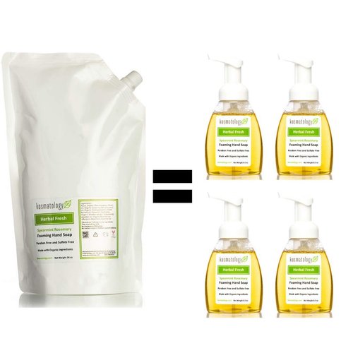 kosmatology Herbal Fresh (Spearmint-Rosemary) Organic Foaming Hand Soap Refill Bag, 34 fl oz