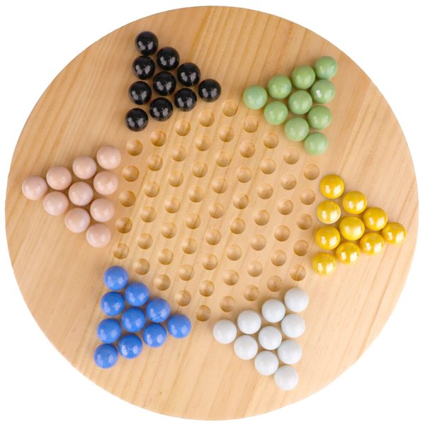 Regal Games Chinese Checkers Board Game with 60 Glass Marbles and 11.5” Board - Wooden Family Fun Game Set