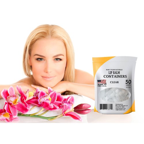 50 Clear Lip Balm Containers Round Tubes, BPA Free, Made in USA, 100% BPA Free, with Clear Caps For DIY Lipstick, homemade Lip Balms by Mary Tylor Naturals