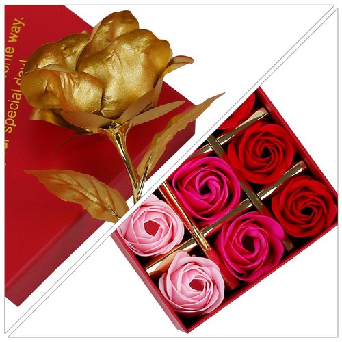 Rotumaty Floral Scented Bath Soap Rose Flower Petals, Plant Essential Oil Rose Soap Set, Best Gifts for Her Women Girls Mom Lover Birthday Valentine Christmas (12 PCS/Red)