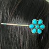 TMUSIBEN Hair Clips for Women and Girls Three Colors Turquoise Beige and Pink with Metal Bohemian Conch Squash Blossom Western Cowgirl Retro Ethnic Style Wedding Hair Accessory (turquoise)