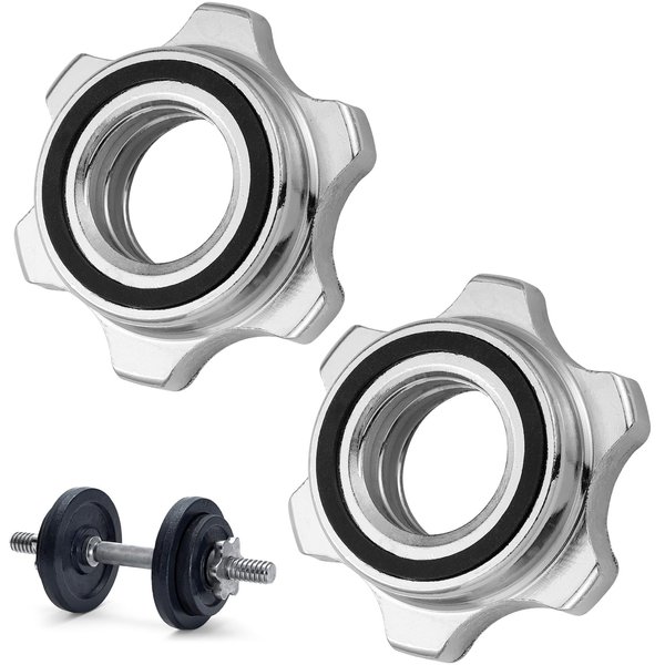 2pcs 25mm/0.98inch Barbell Screw Collar Dumbbell Screw Clamps Dumbell Weight Lifting Collars for 25mm/0.98inch Bars Sports Weight Lifting Fitness