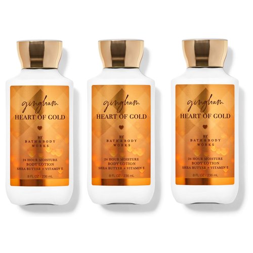 Bath & Body Works GINGHAM HEART OF GOLD 24 HR Moisture Body Lotion Lot of 3 - Full Size