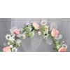 Vivivalue Floral Halo Boho Flower Headband Floral Crown Headpiece Hair Wreath with Ribbon Wedding Party Prom Photos Festival Pink