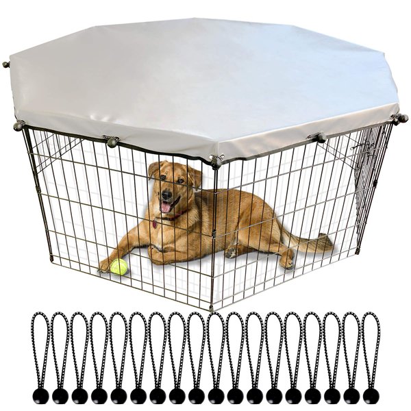 Universal Dog Playpen Cover with Sun/Rain Proof Top, Provide Shade and Security for Outdoor and Indoor, Fits All 24" Wide 8 Panels Pet Exercise Pen (8x24 W Cover, 600D Oxford)