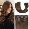 UGOTRAYS Medium Brown Hair Extensions Real Human Hair Clip in Hair Extensions 70g 7pcs 12inch,Soft & Natural Straight Double Weft Remy Hair for Women 12in #4 Chocolate Brown Hair Extensions