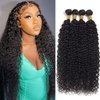 Brazilian Human Hair Water Wave (14 16 18 20 Inch) 4 Bundles 100% Unprocessed Human Hair Bundles Wet And Wavy Human Hair Weave Bundles Hair Extension for Black Women Natural Color