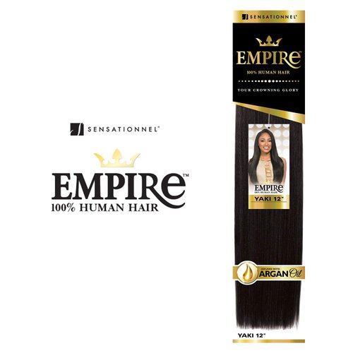 Sensationnel Empire Yaki weave hair - virgin Human hair extensions Yaki texture hair for weaving and sew in styles - Straight Yaki 1 pack (14 Inch, T1B/30)