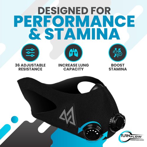 TRAININGMASK - Elevation Training Mask 2.0 - Fitness Mask, High Altitude Mask, Workout Mask (Black, Medium)