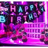Roller Skating Glow Rainbow Happy Birthday Banner Pennant - Roller Skating Party Supplies - Roller Skating Party Decorations - Glow