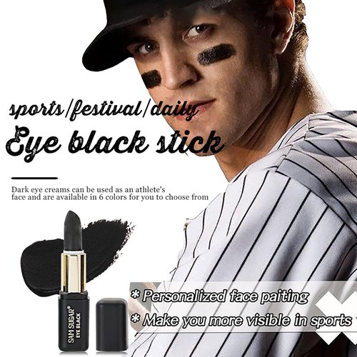 Joyeee Eye Black Stick for Sports, 6Pcs Face Paint Stick, Eyeblack Stick for Football Baseball, for Sports/Clown Makeup/Halloween/Costume Parties Accessories, Pink/Black/White/Green/Red/Blue