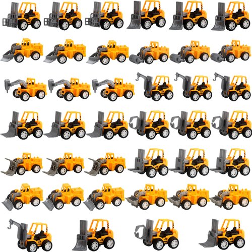 Restroma 40 Pieces Mini Construction Vehicles Bulk Pull Back Construction Trucks Engineering Vehi...