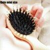 Boar Bristle Detangling Hair Brush Wooden Paddle Brush for Women Men Kids, Anti-frizz Mini Detangler Brush Styling Hairbrush Comb for Curly Fine Hair