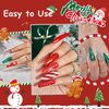 AZUREBEAUTY Nail Polish Set, 4 Colors Christmas Glitter Red Green Gold Silver Quick Dry Natural Vegan Nail Lacquer Strengthening Treatment Kit with Top Coat DIY Salon at Home
