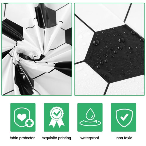 Oudain 6 Pcs Round Soccer Plastic Tablecloth 84 Inch Soccer Party Table Cloth Sports Ball Theme Disposable Table Cover Waterproof Soccer Party Supplies for Boys Birthday Outdoor Kitchen Decorations
