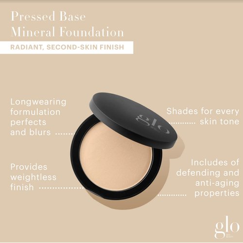 Glo Skin Beauty Pressed Base Powder Foundation Makeup (Golden Medium) - Flawless Coverage for a Radiant Natural, Second-Skin Finish