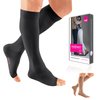 mediven Plus for Men & Women, 20-30 mmHg – Knee High Compression Socks with Silicone Top Band, Open Toe Leg Circulation, Opaque Leg Support Compression Coverage, VII-Extra-Wide-Petite, Black