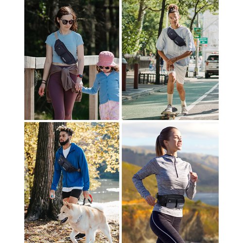 WATERFLY Fanny Pack Waist Bag: Travel Hip Pouch Bum Bag Plus Size Crossbody Fannie Pack Adjustable Belt Waistpack Phanny Fannypack for Man Woman Hiking Walking Jogging