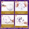 60 Pcs Balloons Kit 12 Inch Confetti Balloons with 2 Rolls Ribbon Latex Balloon Party Favor Metallic Balloons for Memorial Day, Birthdays, Fourth of July, Halloween Decorations(Black, Purple, White)