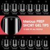 Short Square Soft Gel Nail Tips, Melous 240PCS Pre Buff Full Cover Nail Tips Half Matte Gel x Nail Tips