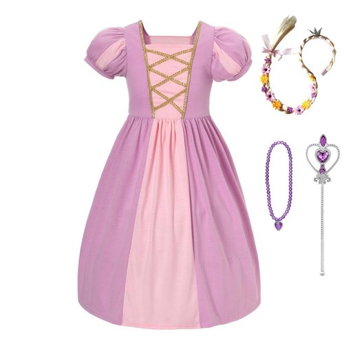 Dressy Daisy Toddler Girls Cotton Princess Dress Up Clothes with Braid & Accessories for Halloween Birthday Party Everyday Outfit Size 4T to 5T, Purple