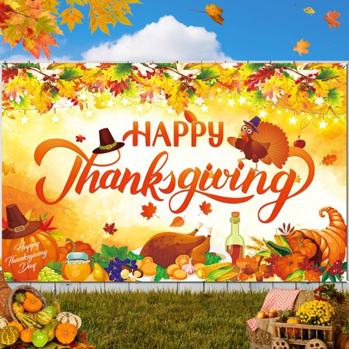 Thanksgiving Decorations, Happy Thanksgiving Banner Backdrop, Fall Decorations Thanksgiving Decor...