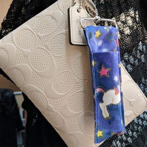 1 UNICORN Patterned Material Lip Balm Holsters LIPSTICK HOLDER WITH Metal Clip