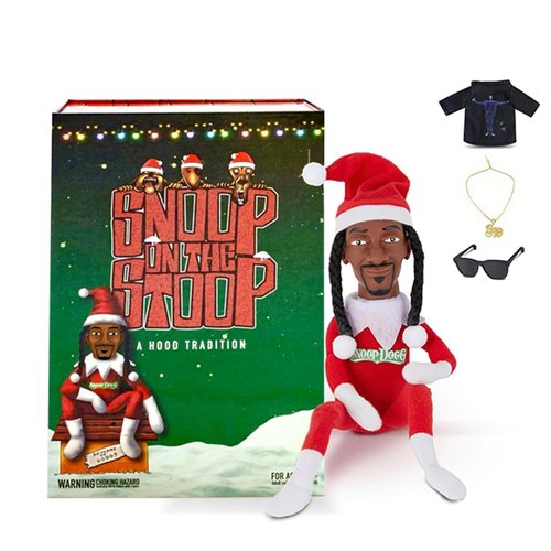 Snoop on a Stoop 2023, Snoop elf on a Shelf, Elf Doll, Box Toy 12" Figurine Elf, Plush Toys, Includes, Elf Toy, Tshirt, Sunglasses, Gold Chain, Bonus Big Gift Box(Limited Edition), Red